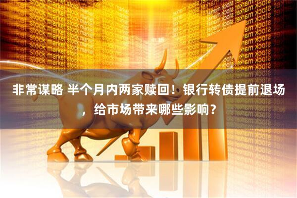 非常谋略 半个月内两家赎回！银行转债提前退场，给市场带来哪些影响？