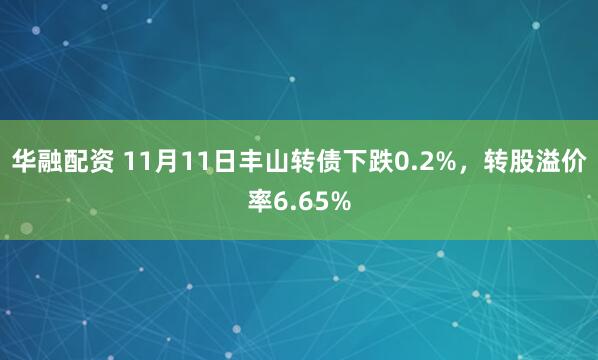 华融配资 11月11日丰山转债下跌0.2%，转股溢价率6.65%