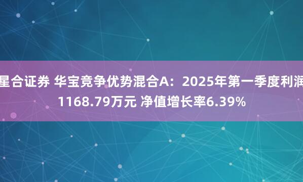 星合证券 华宝竞争优势混合A：2025年第一季度利润1168.79万元 净值增长率6.39%