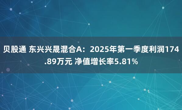 贝股通 东兴兴晟混合A：2025年第一季度利润174.89万元 净值增长率5.81%